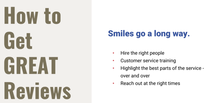 Smile to get great online reviews