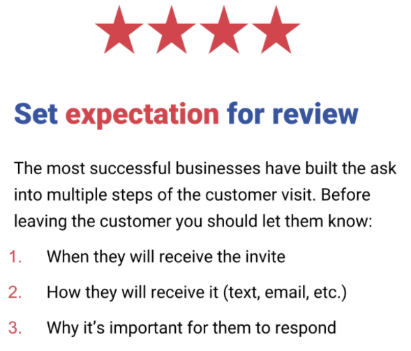 Set expectation to give online review